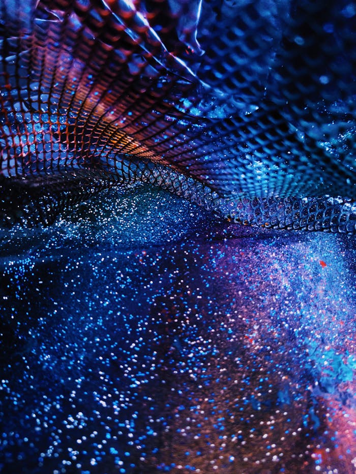 Modern glowing multicolored star night abstraction with holographic effect for creative background